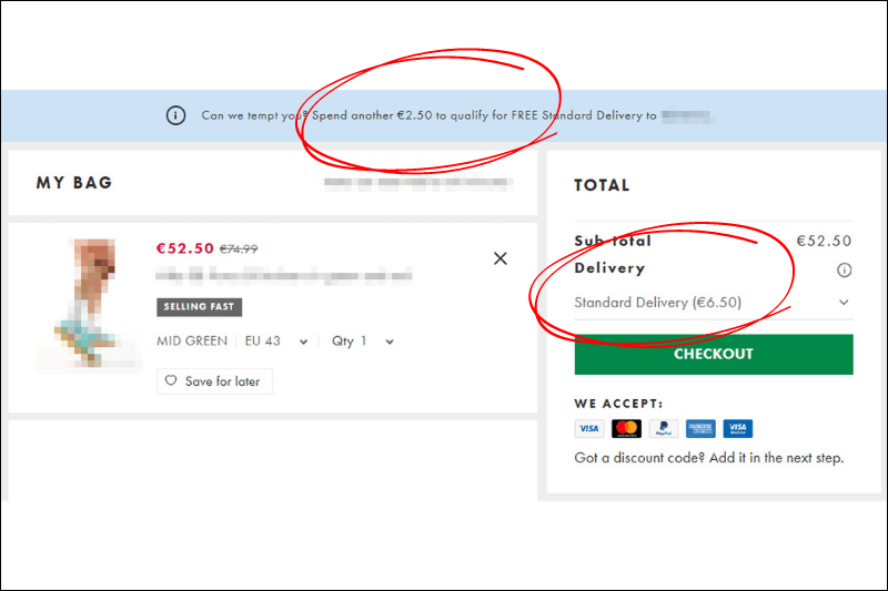 The online shopping cart should make it easy to add and remove products