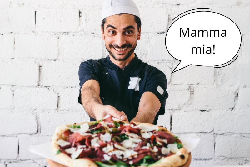 Italian man with pizza