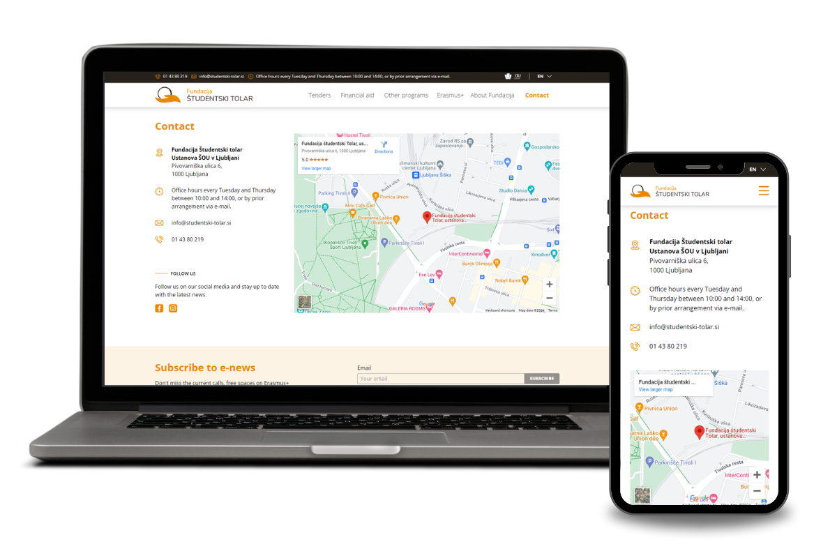 Website design and development - Fundacija Študentski Tolar