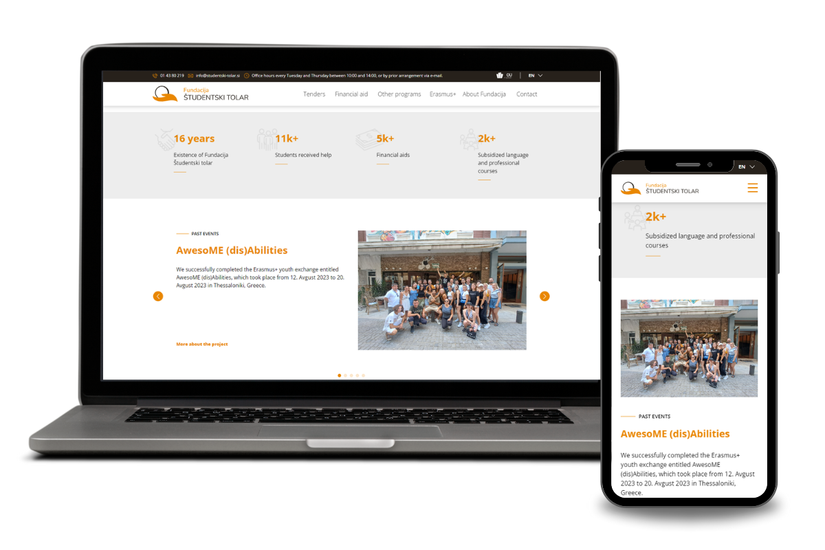 Website design and development - Fundacija Študentski Tolar
