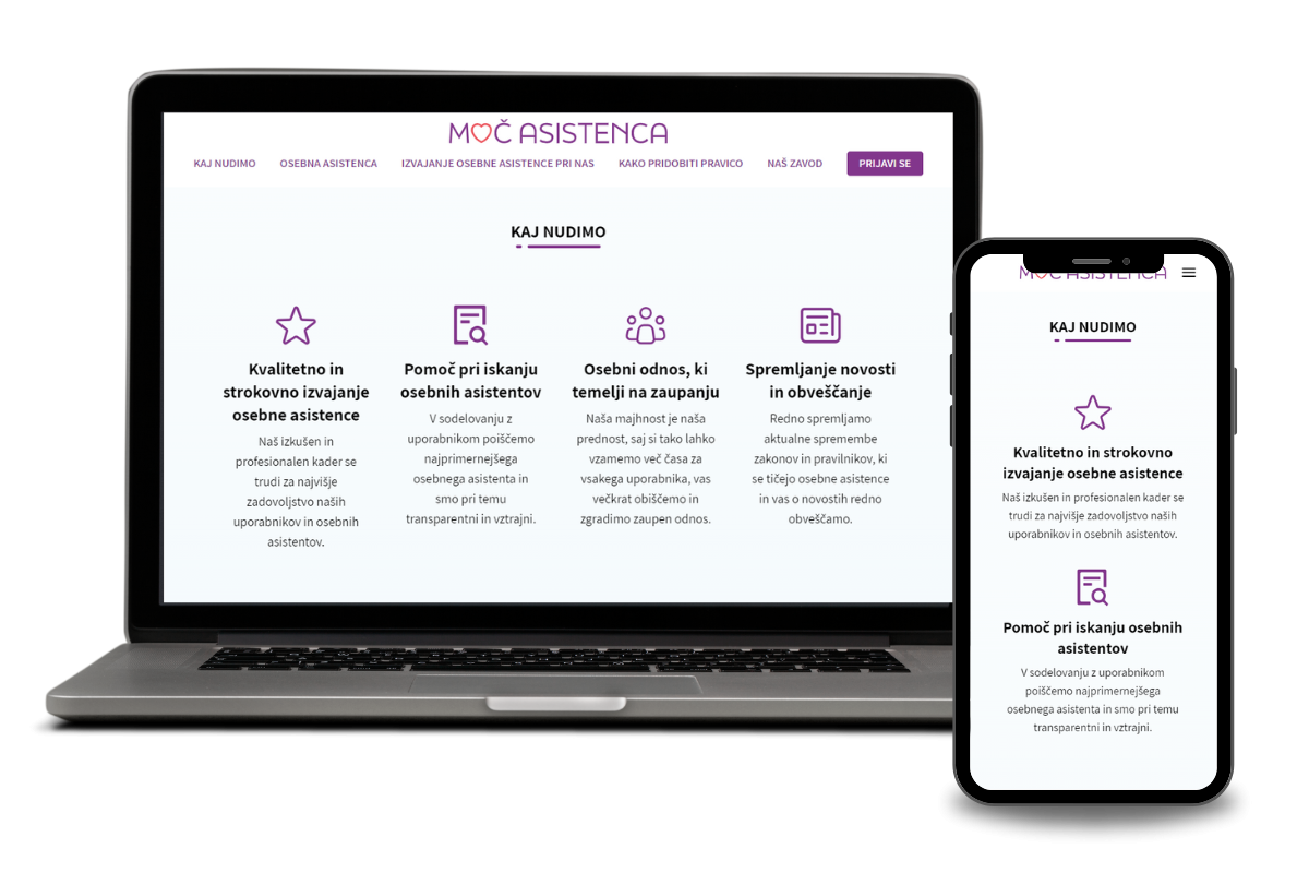 Website design and development - Zavod Moč Asistenca