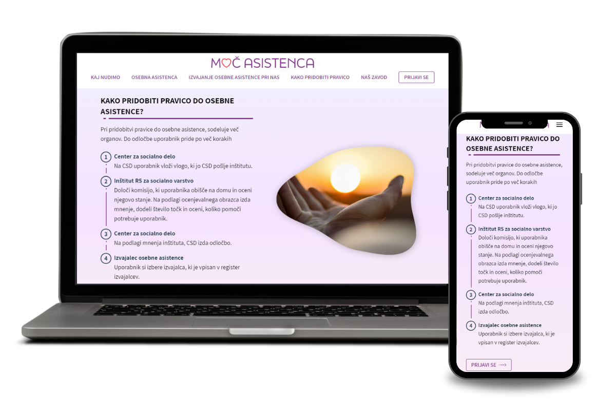Website design and development - Zavod Moč Asistenca