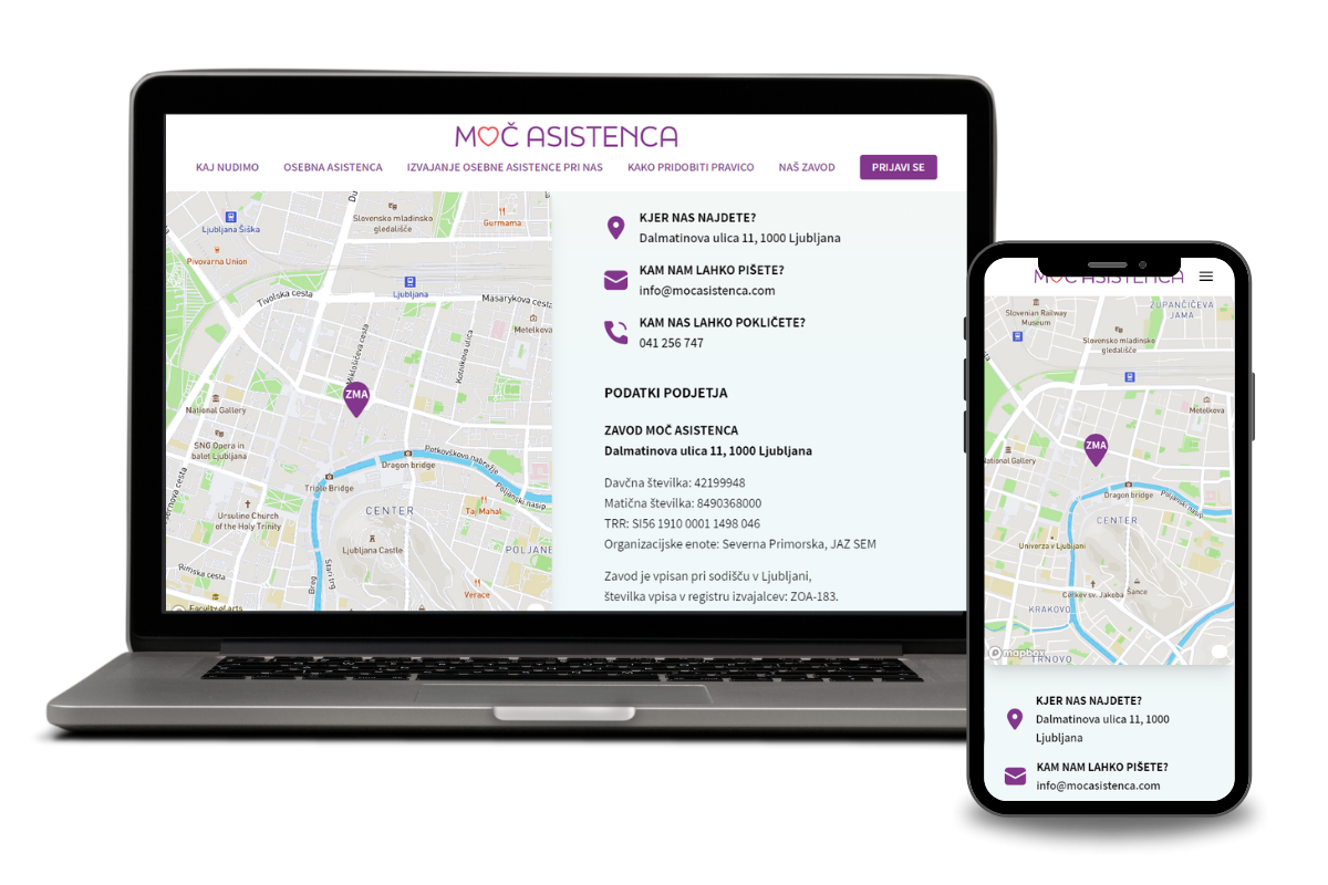 Website design and development - Zavod Moč Asistenca