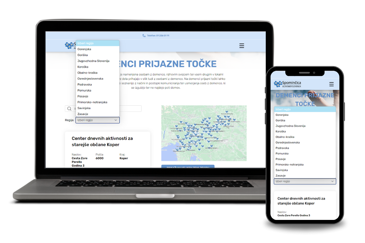 Website design and development - Spominčica Alzheimer Slovenija