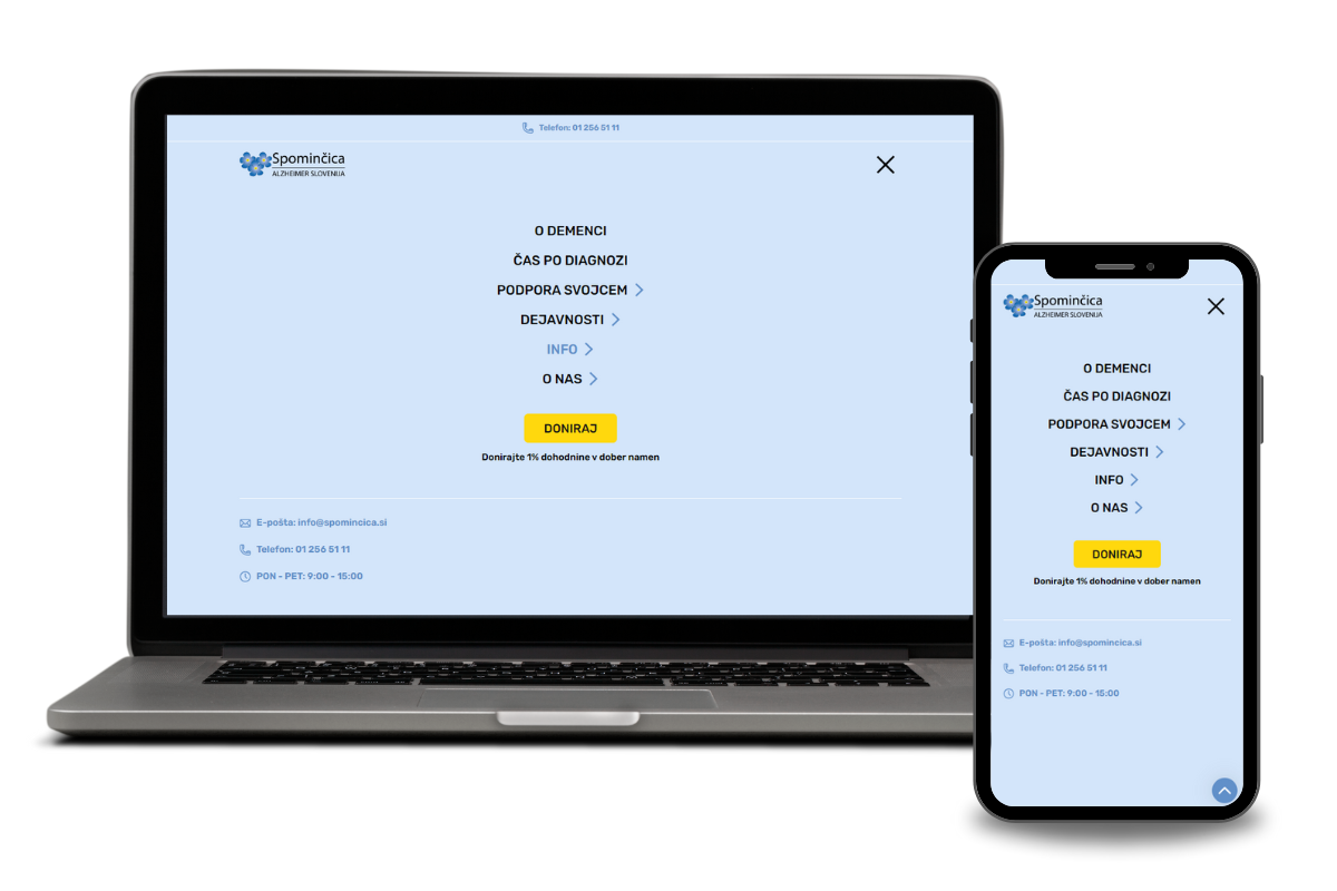 Website design and development - Spominčica Alzheimer Slovenija
