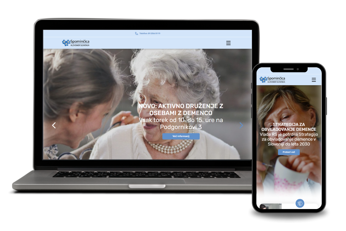 Website design and development - Spominčica Alzheimer Slovenija