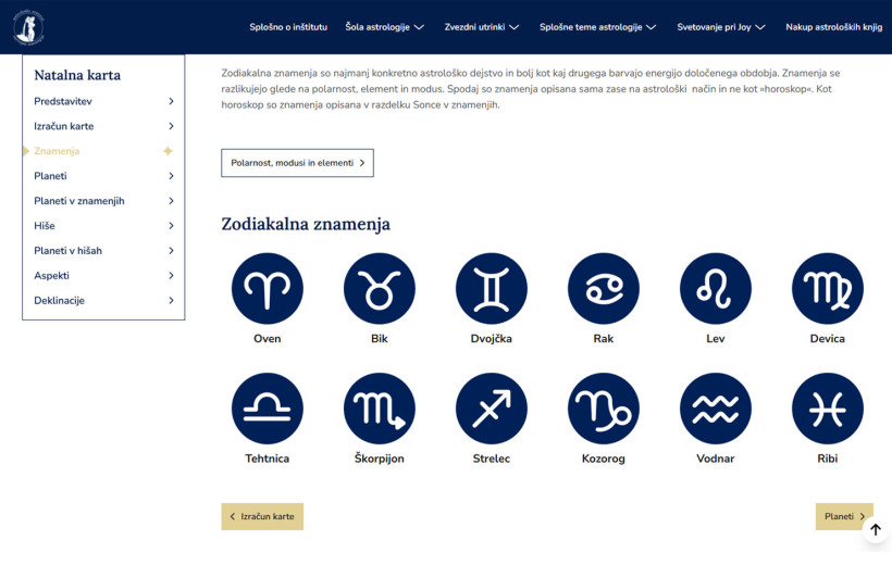 Website design and development - Astrološki inštitut