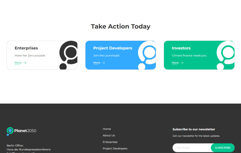 Website design and development - Planet2050