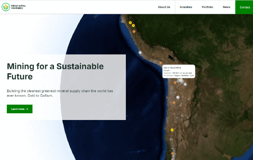 Izdelava spletne strani - Prime Metal Ventures